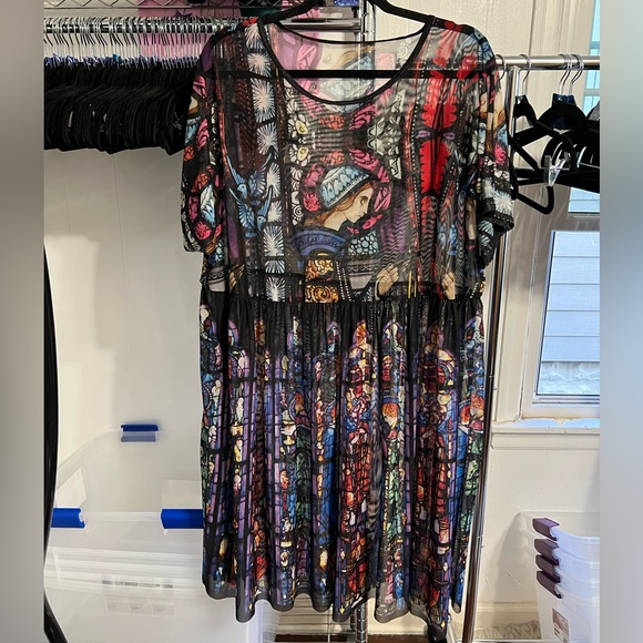Blackmilk Adoration Of The Sacred Heart Sheer Smock Dress Stained Glass XL - Picture 7 of 11
